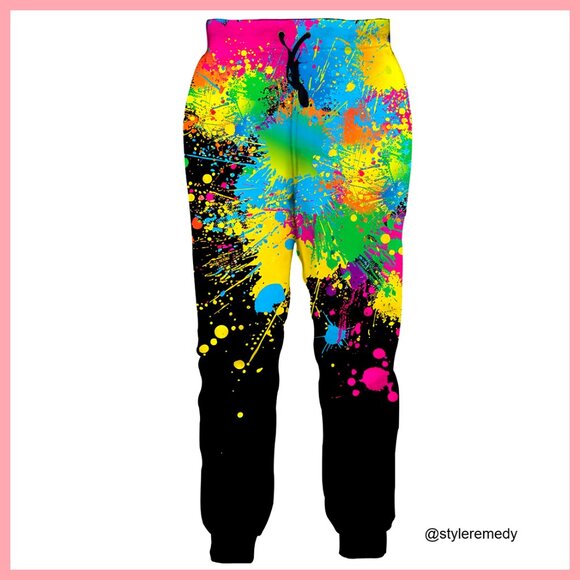 Polyester Blend Sweatpants with Pockets Drawstring Joggers